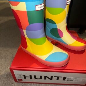 Hunter Girl's Original First Classic Rainbow Bubbles Rubber Calf High Boot